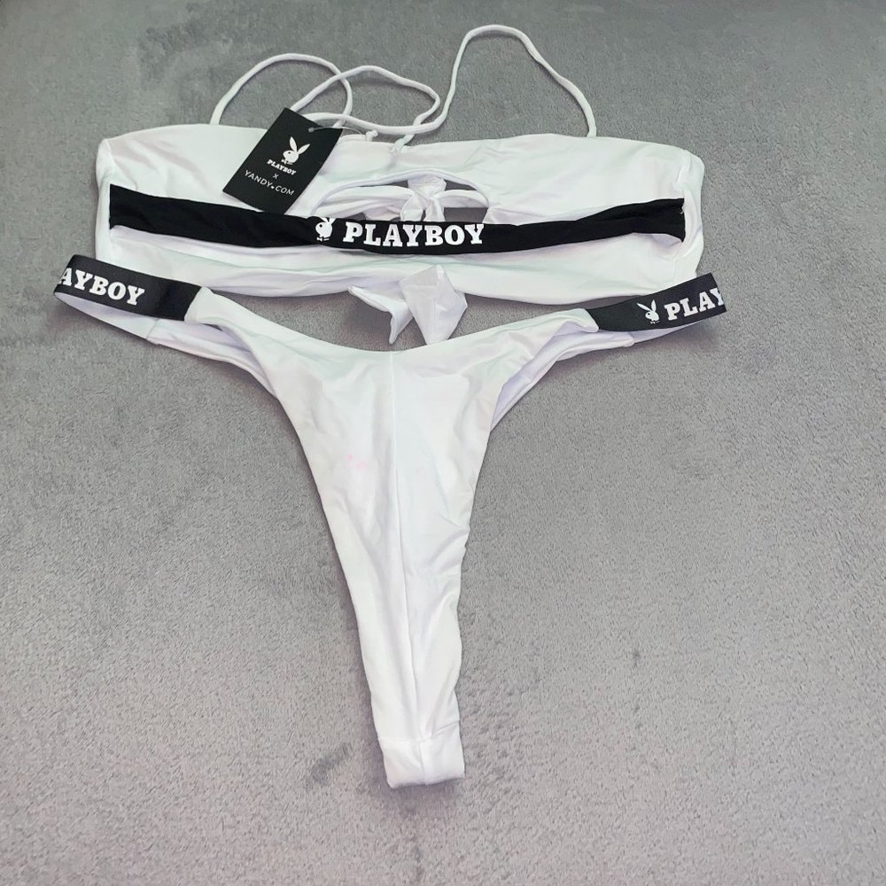 Playboy Two Piece Bikini Set | White | WXL | NWT